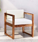 ONIJA Sheesham Wood Armchair for Living Room & Home - Wooden Armchair for Outdoor & Balcony - Wooden Single Seater Sofa Chair - HONEY FINISH